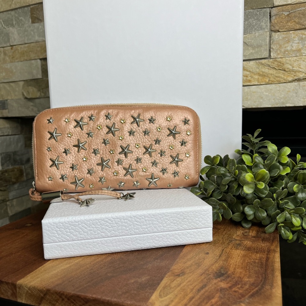 Jimmy Choo Filipa Blush Star-Studded Wallet